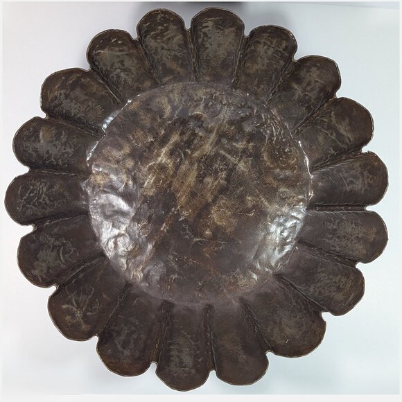 Sundance Fluted Metal Bowl, Upcycled Steel Drums, Industrial Design, Table Decor - Picture 2 of 7